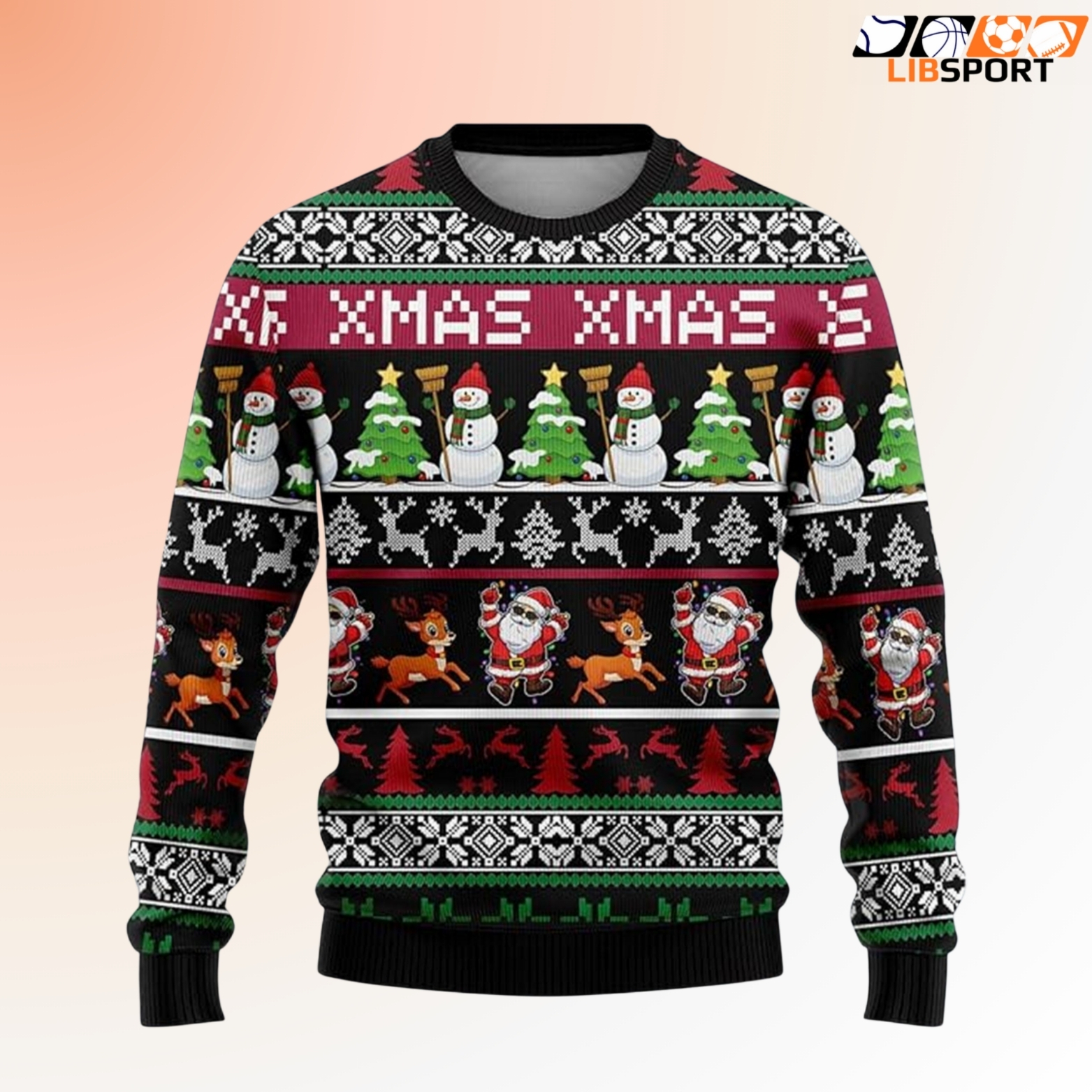 Funny Santa Elf Reindeer Sweater, Dab Dance Ugly Christmas Shirt, Matching Holiday Jumper Gift Idea